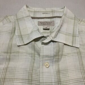 Banana Republic Mens Short Sleeve Linen Blend Plaid Up Down Shirt Size Large
